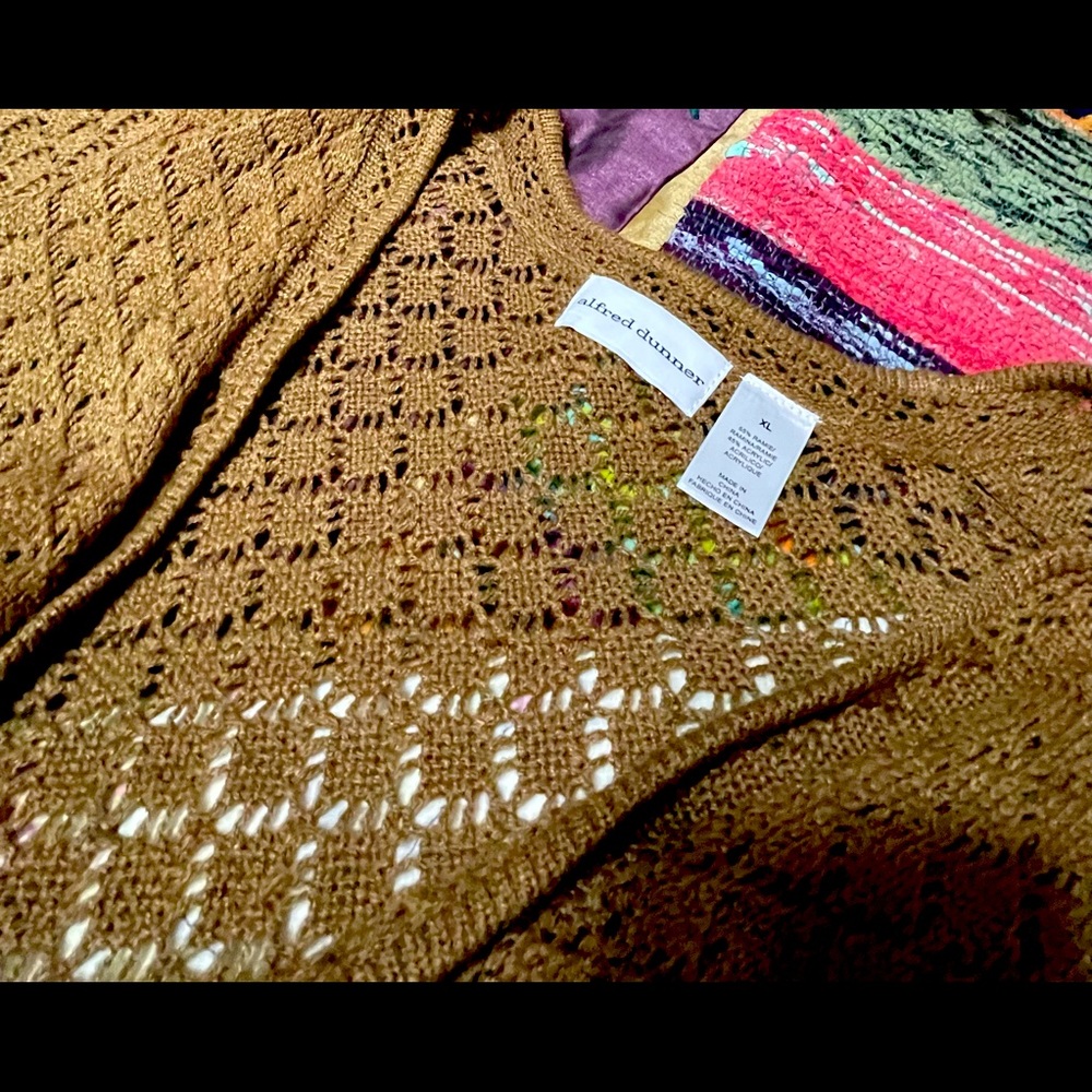 Alfred Dunner Cropped Sweater Shrug Caramel XL